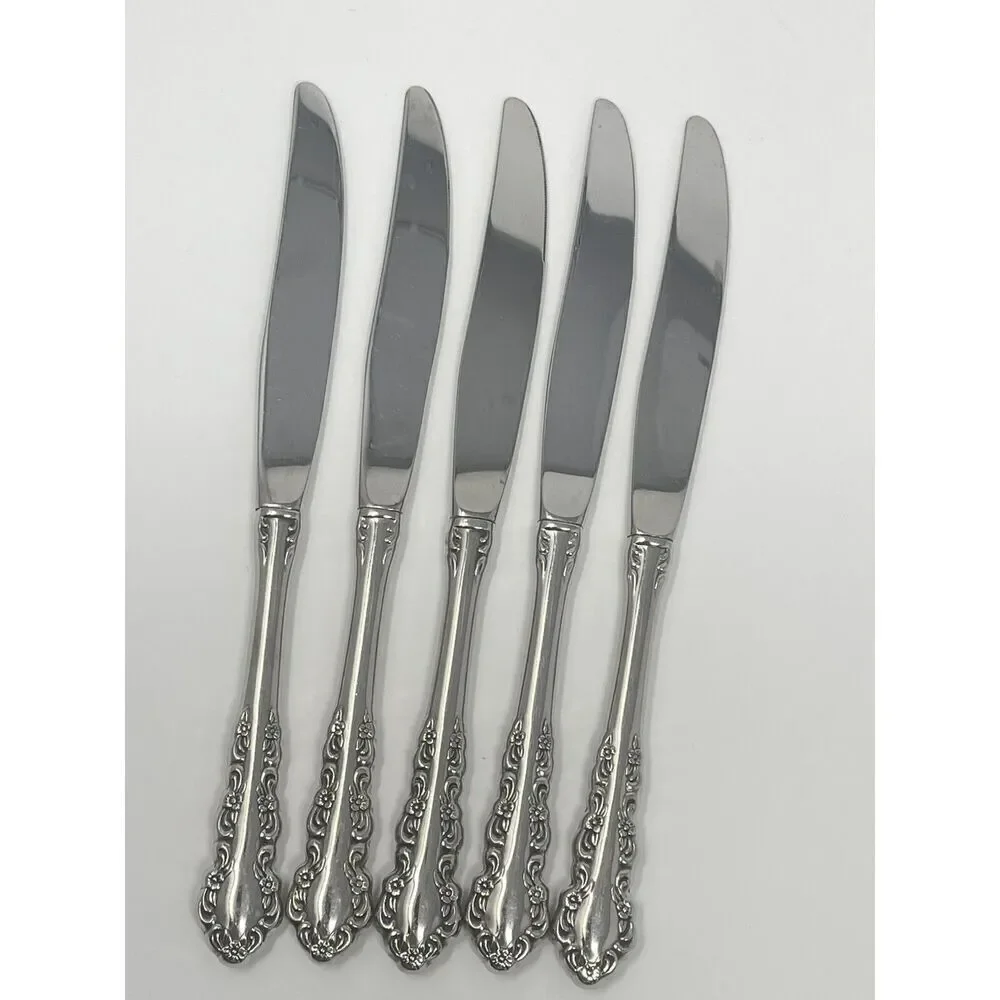 Oneida Shelley Cube USA Stainless Modern Hollow Dinner Knives 9 1/8” Set Of 5